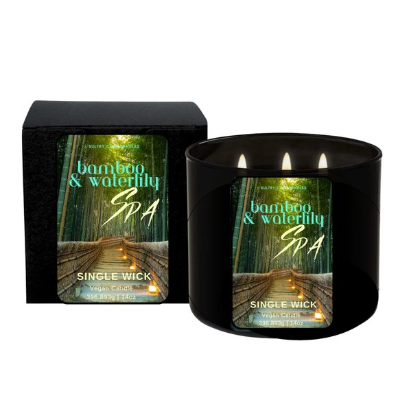 Bamboo & Waterlily 3 Wick Spa Candle - Picture 1 of 2